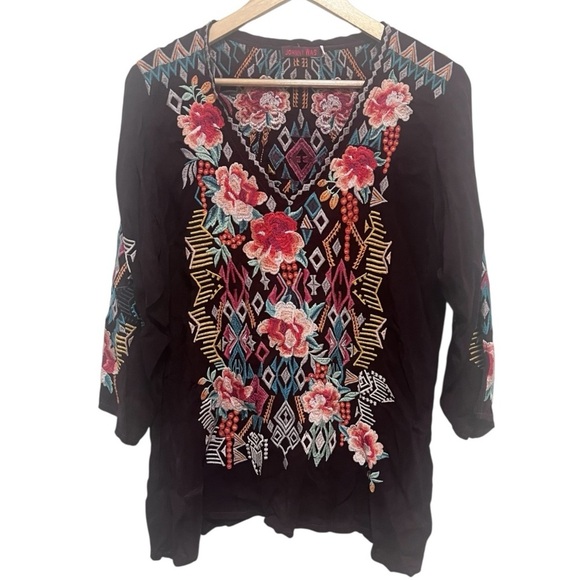 Johnny Was Emmaline Multicolor Embroidered Bohemian Top Size M - Picture 4 of 10